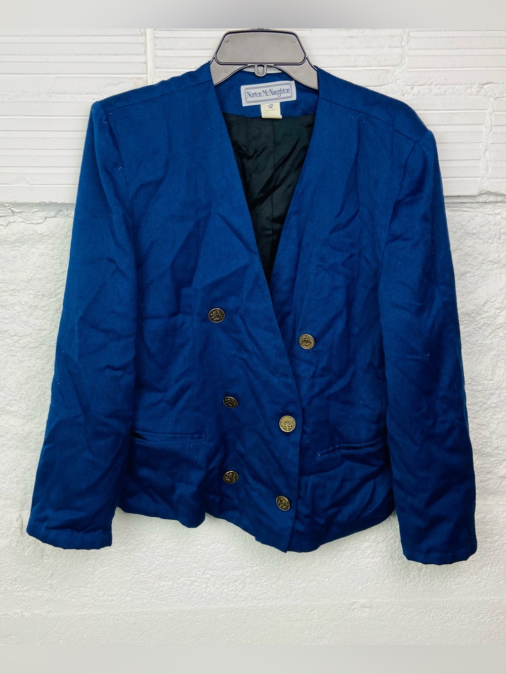Norton McNaughton Women's Double-Breasted Blue Blazer size 12